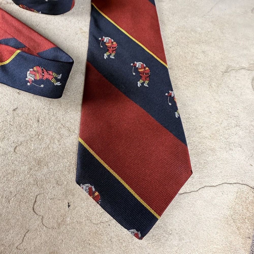 Vintage Nordstrom‎ Mens Tie Christmas Golfing Santa Claus Silk Made in Italy